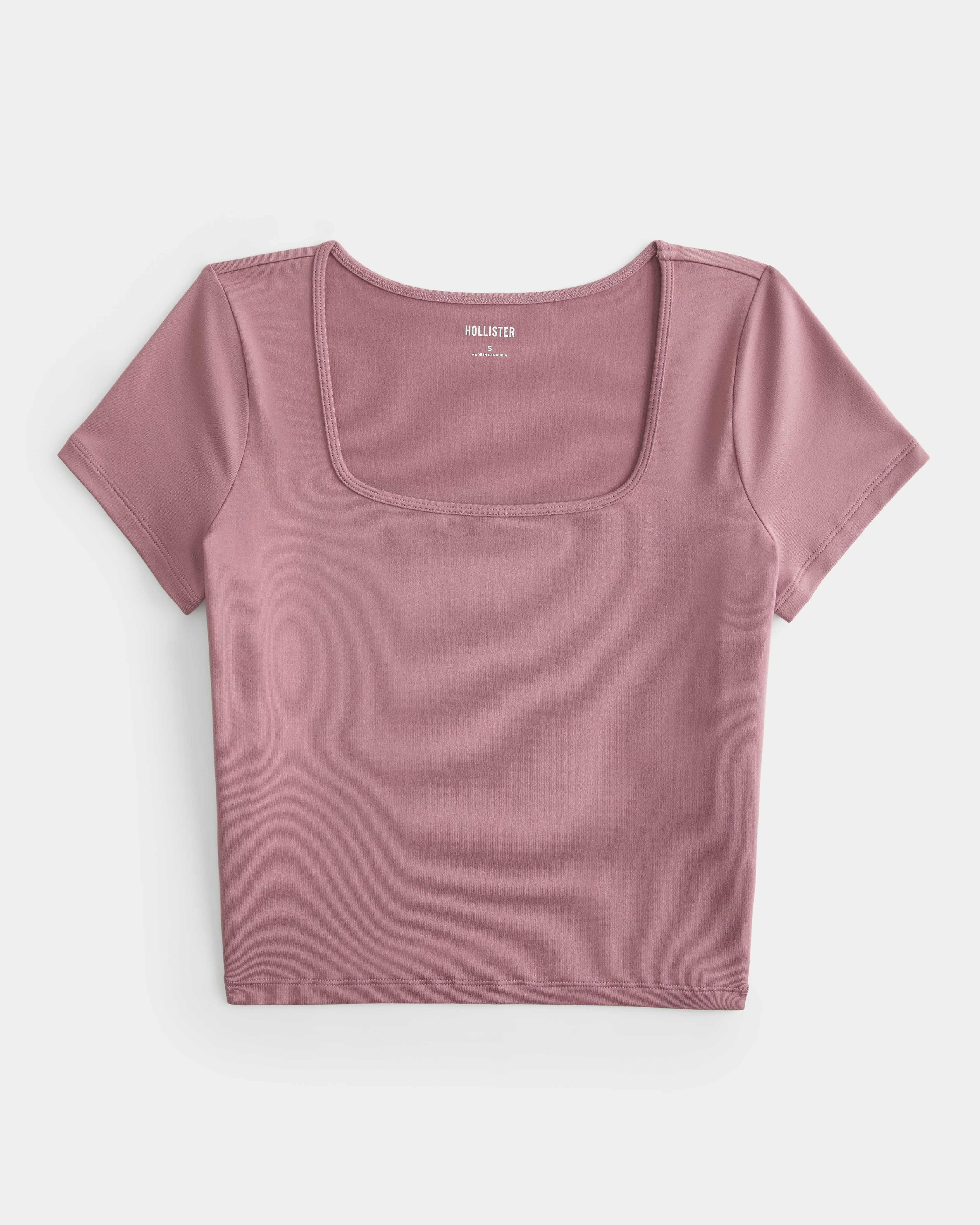 Women s Soft Stretch Seamless Fabric Square Neck Baby Tee Women s Tops HollisterCo