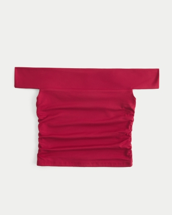 Women s Soft Stretch Seamless Fabric Ruched Off the Shoulder Top Women s Sale HollisterCo