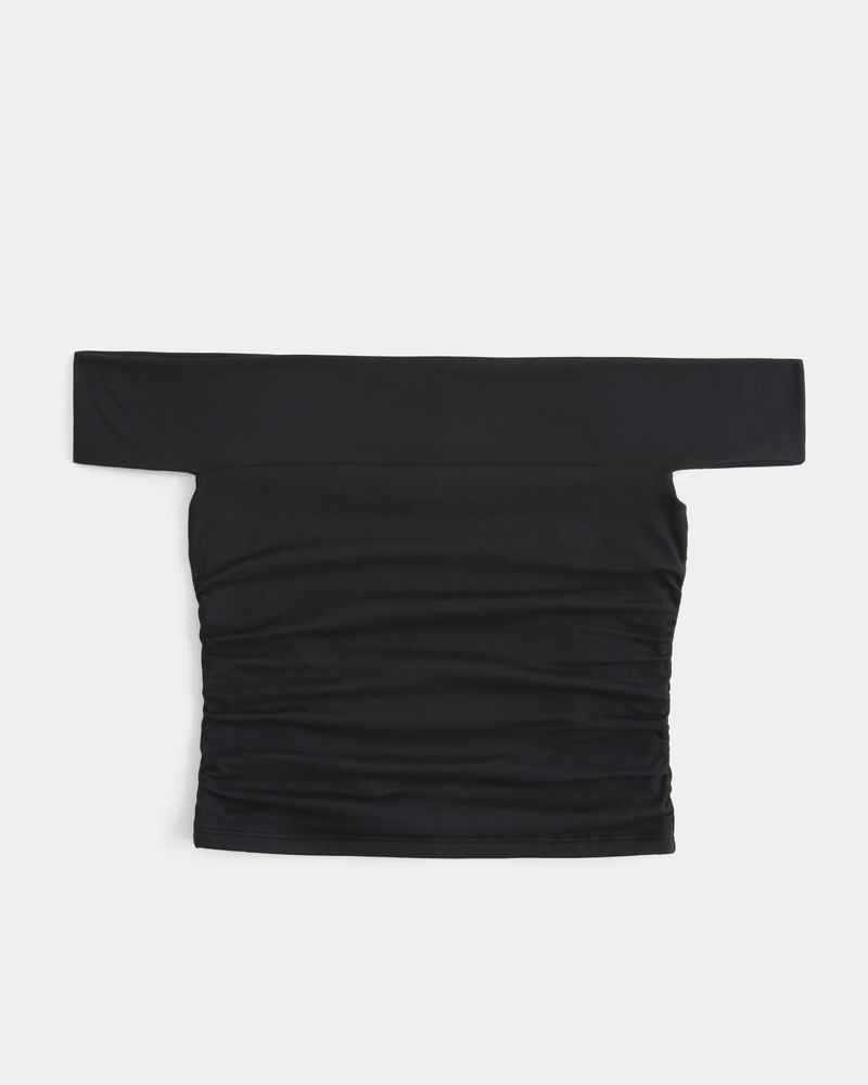 Soft Stretch Seamless Fabric Ruched Off-the-Shoulder Top