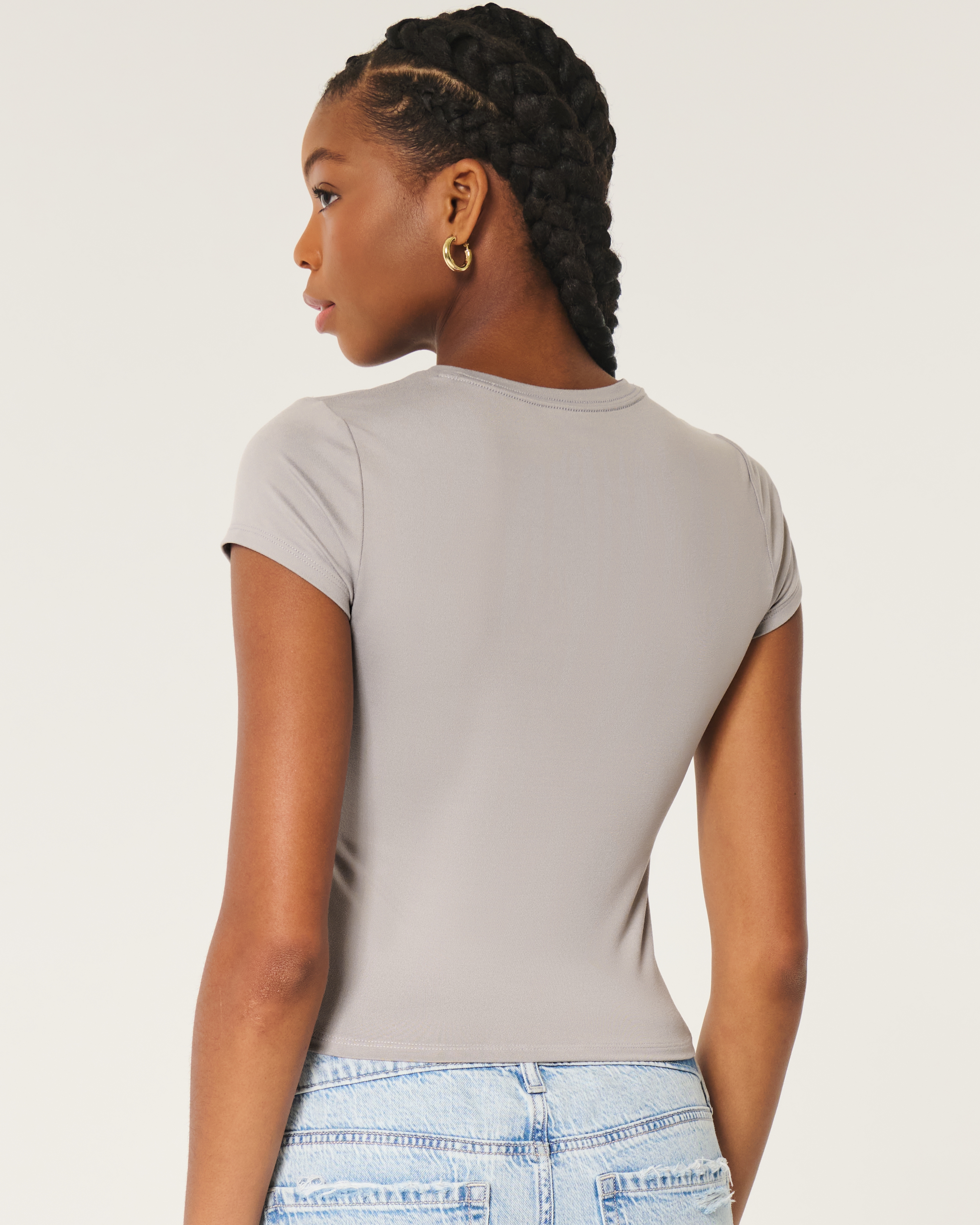 Seamless Fabric Longline Crew Baby Tee