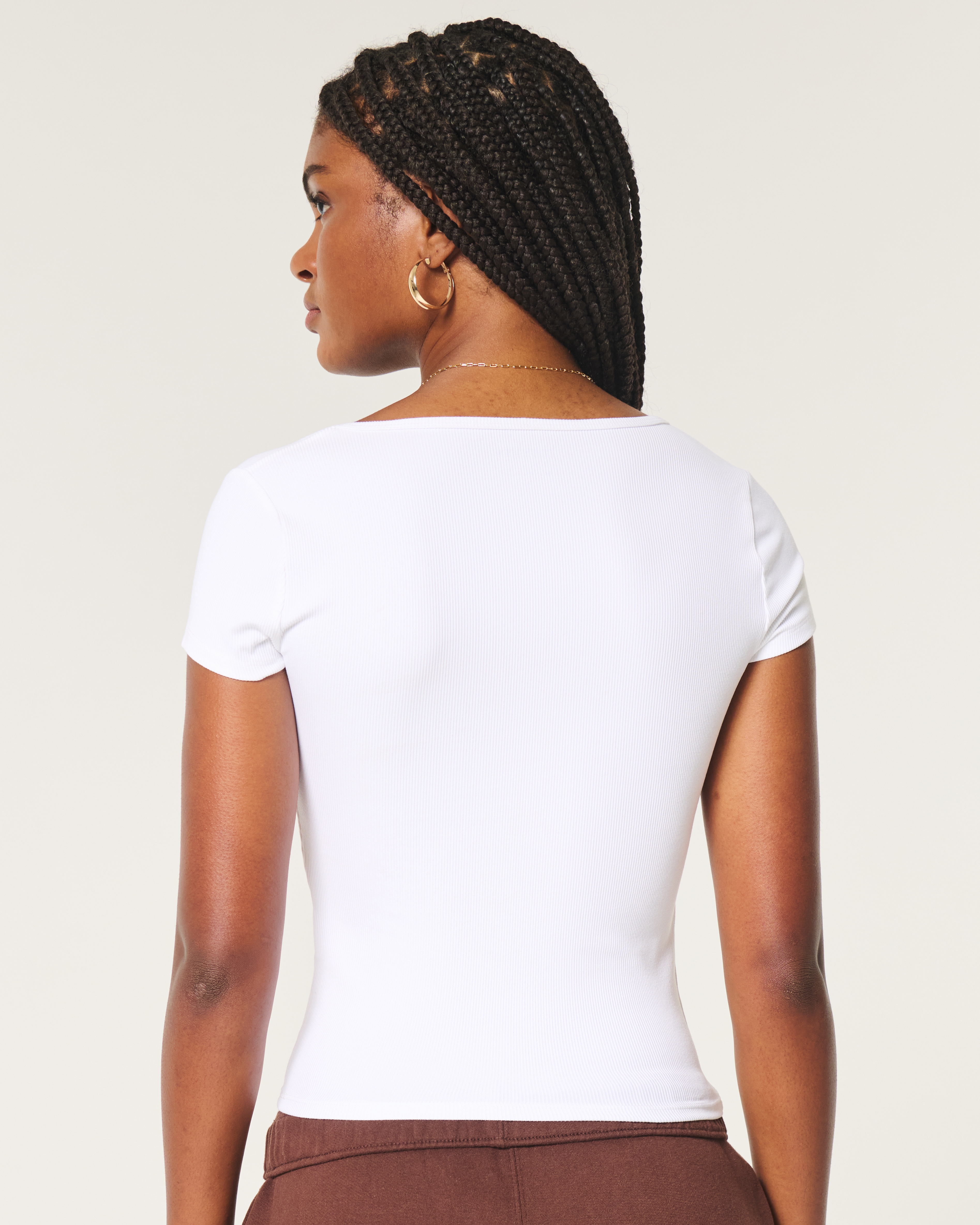Ribbed Seamless Fabric Scoop Baby Tee