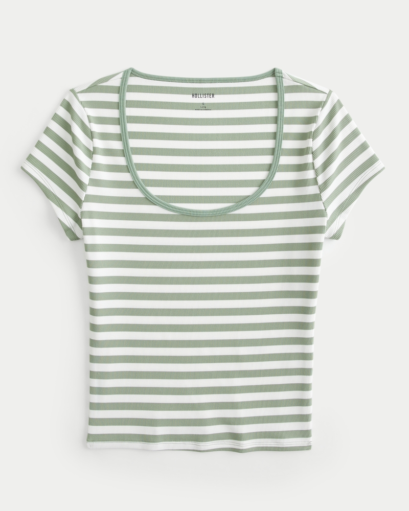 Ribbed Seamless Fabric Scoop Baby Tee