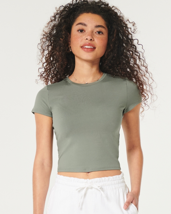 Soft Stretch Seamless Fabric Baby Tee, Olive Green