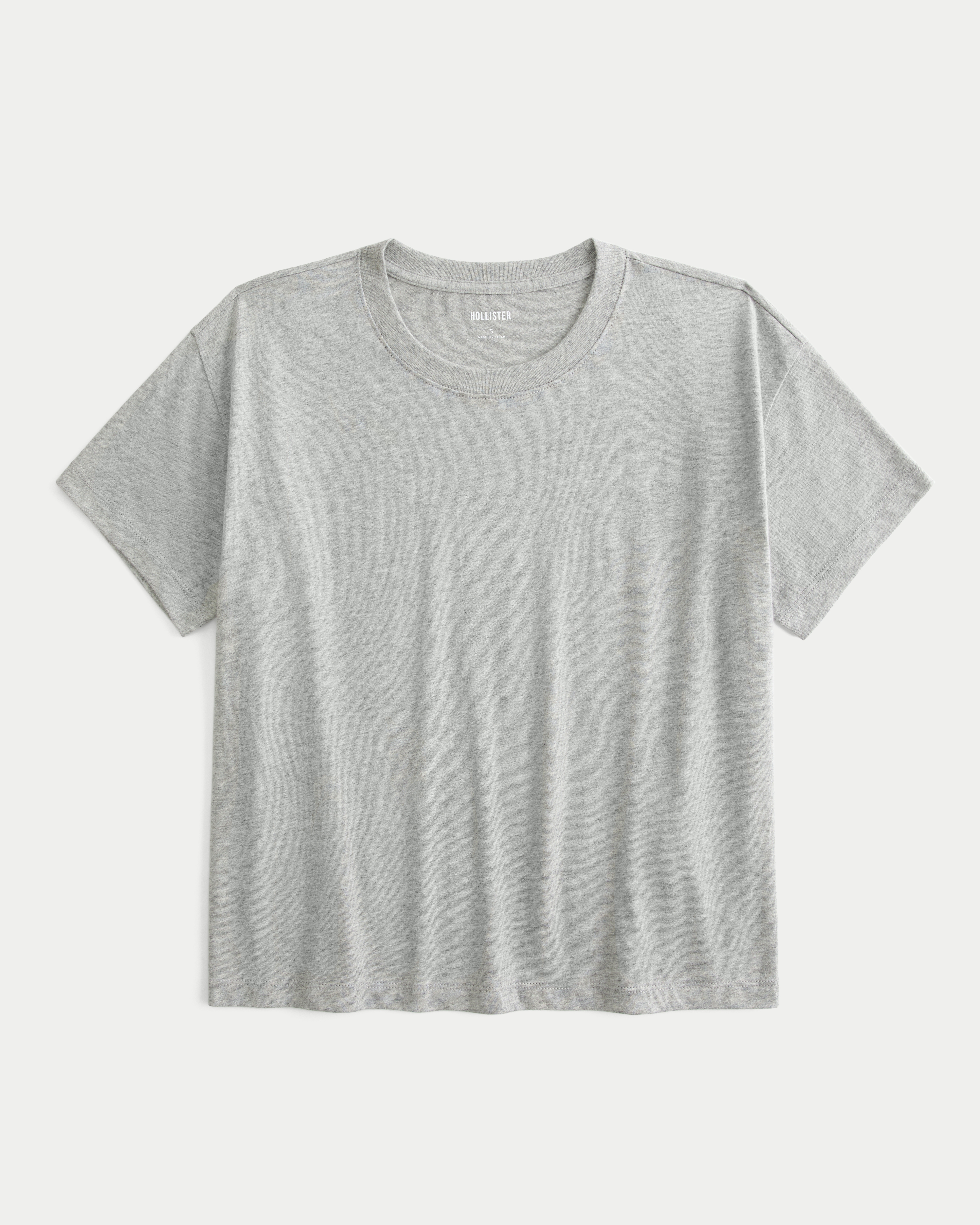 Women s Easy Cotton Crew T Shirt in Light Heather Grey Size XXL from Hollister