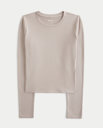 Women s Soft Stretch Seamless Fabric Long Sleeve Top in Light Heather Grey Size XXL SHORT from Hollister