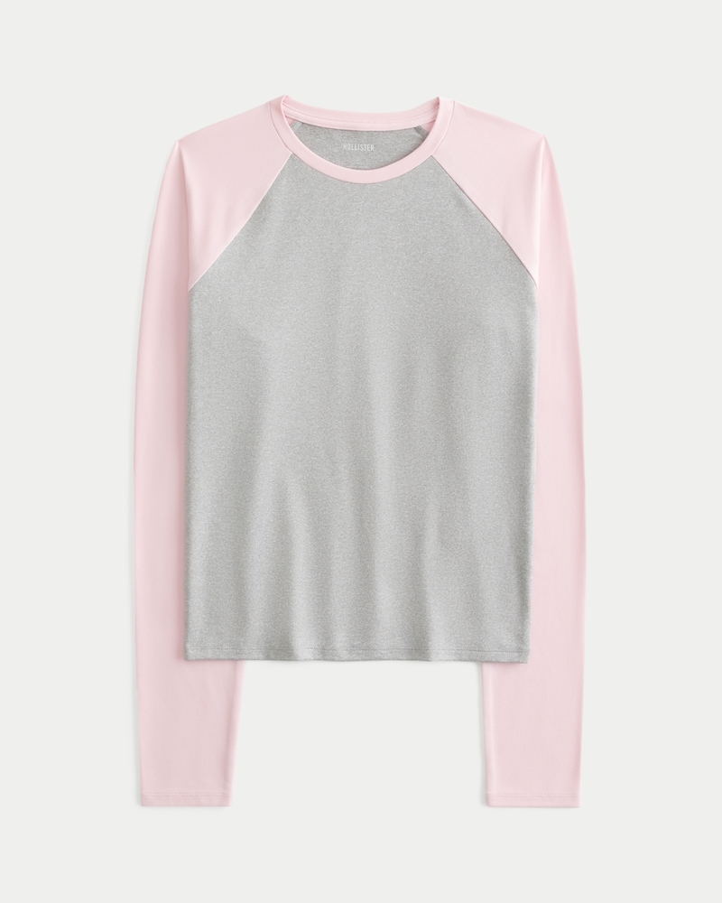 Soft Stretch Seamless Fabric Long-Sleeve Crew Top