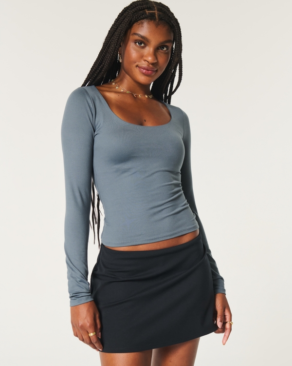 Soft Stretch Seamless Fabric Scoop Top, Dark Slate