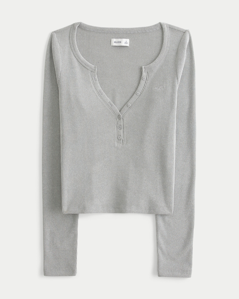 Long Sleeve Henley Shirt Camiseta Henley Hollister Hollister