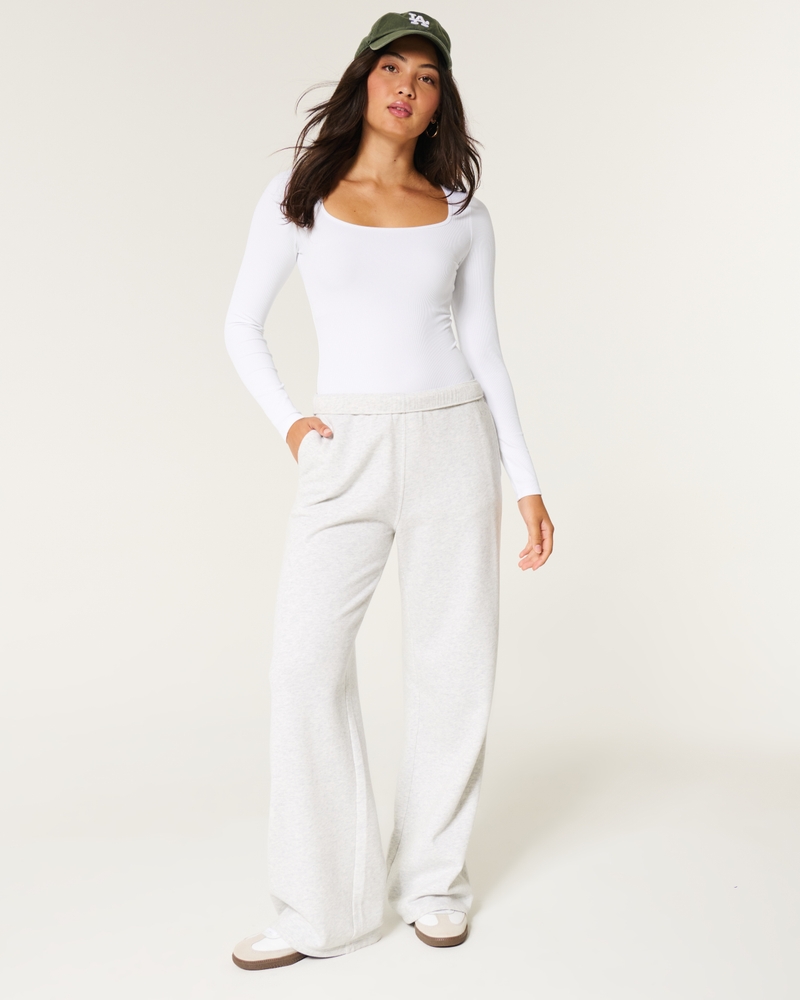 Ribbed Seamless Fabric Square-Neck Bodysuit
