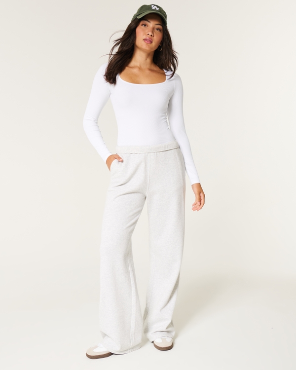 Ribbed Seamless Fabric Square-Neck Bodysuit, White view 2