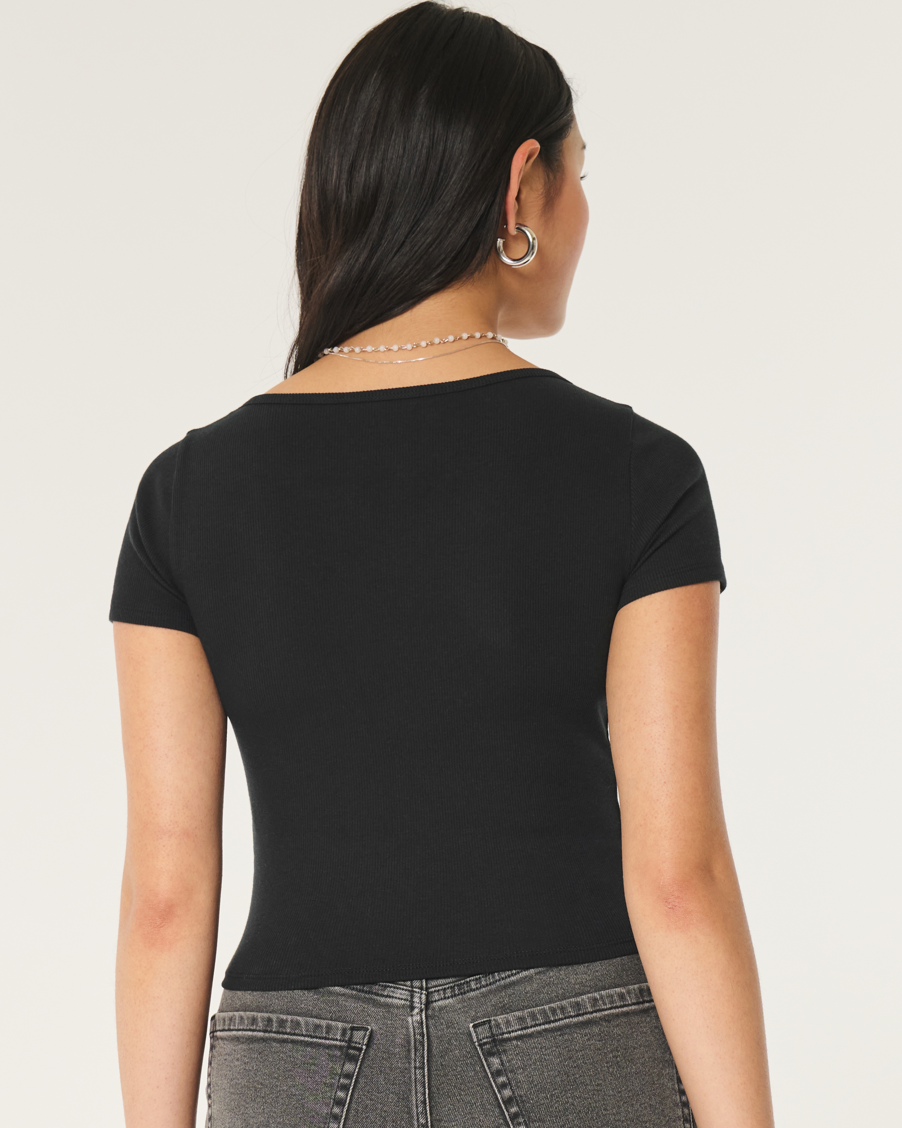 Ribbed Square-Neck Baby Tee