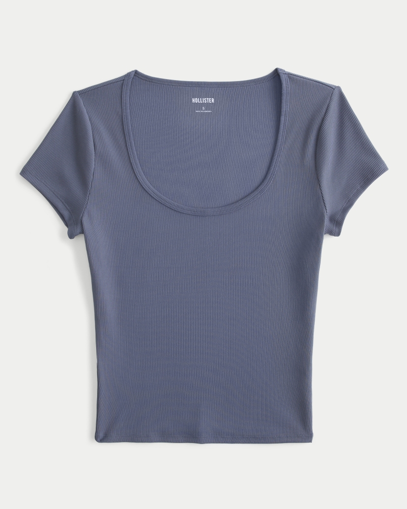 Ribbed Seamless Fabric Scoop Baby Tee