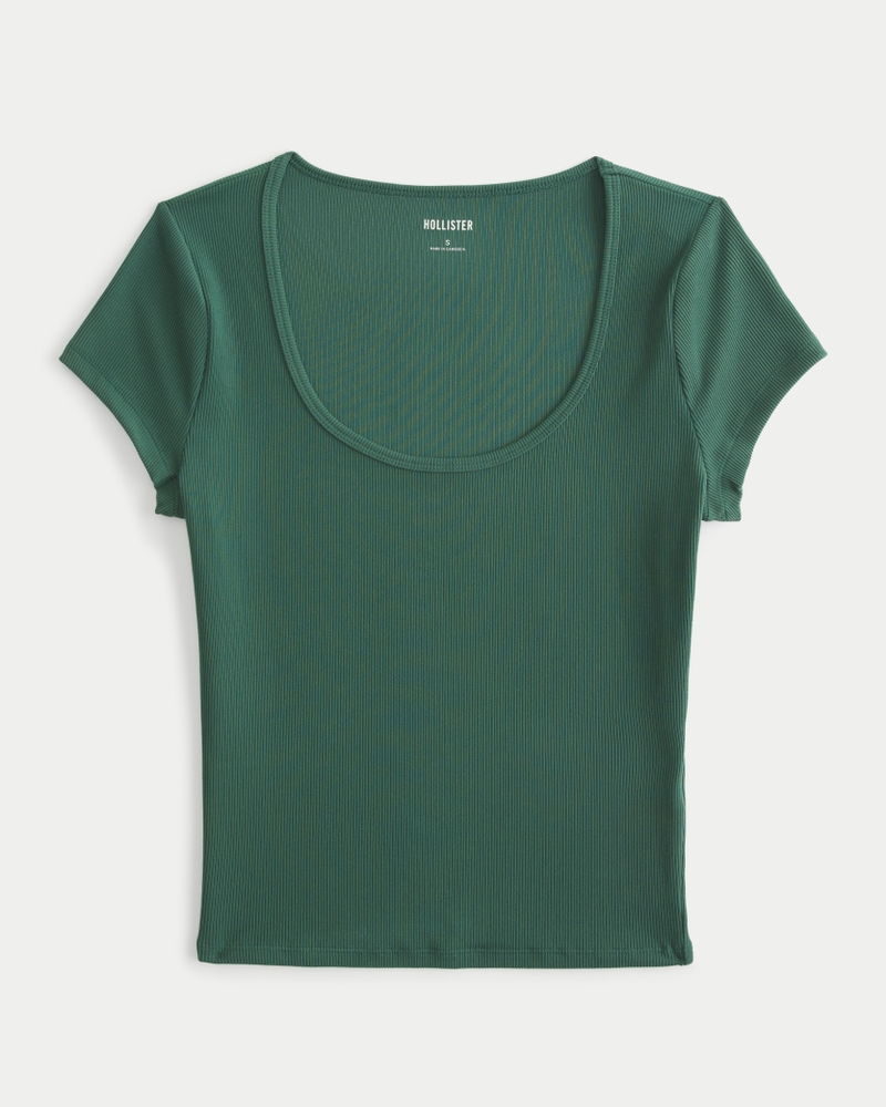 Ribbed Seamless Fabric Scoop Baby Tee