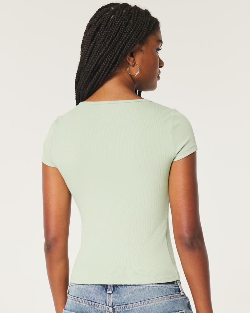 Ribbed Seamless Fabric Scoop Baby Tee