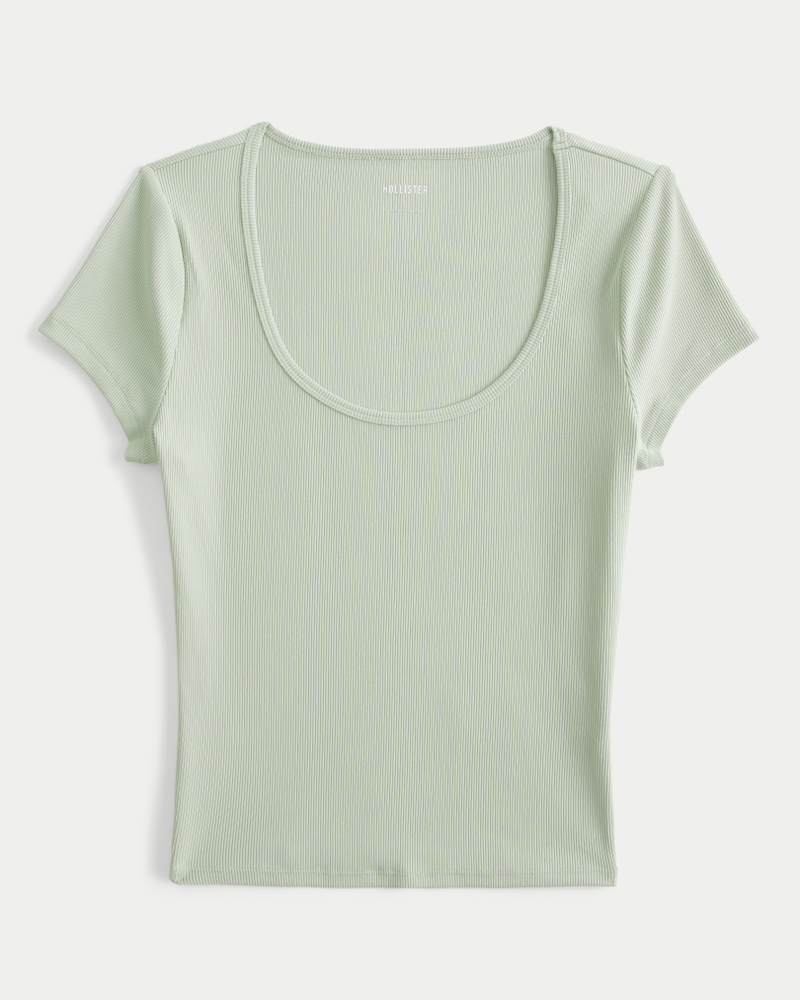 Ribbed Seamless Fabric Scoop Baby Tee