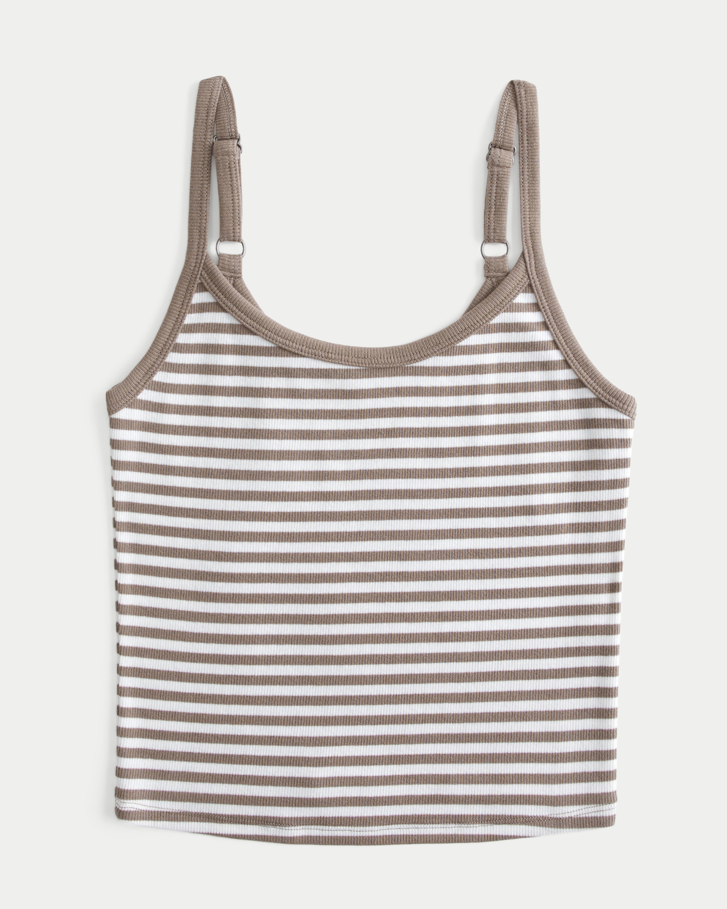 Women s Ribbed Scoop Cami in Taupe Stripe Size XL from Hollister