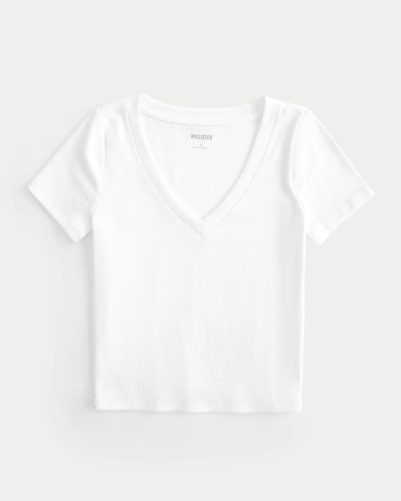 Ribbed V-Neck T-Shirt