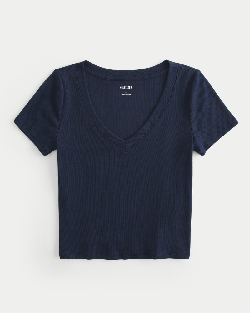 Women's Cotton Blend V-Neck Baby Tee Women's Clearance