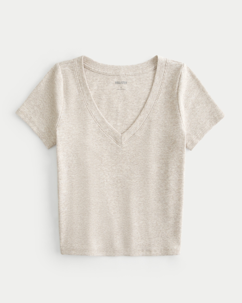 Cotton Blend V-Neck Baby Tee