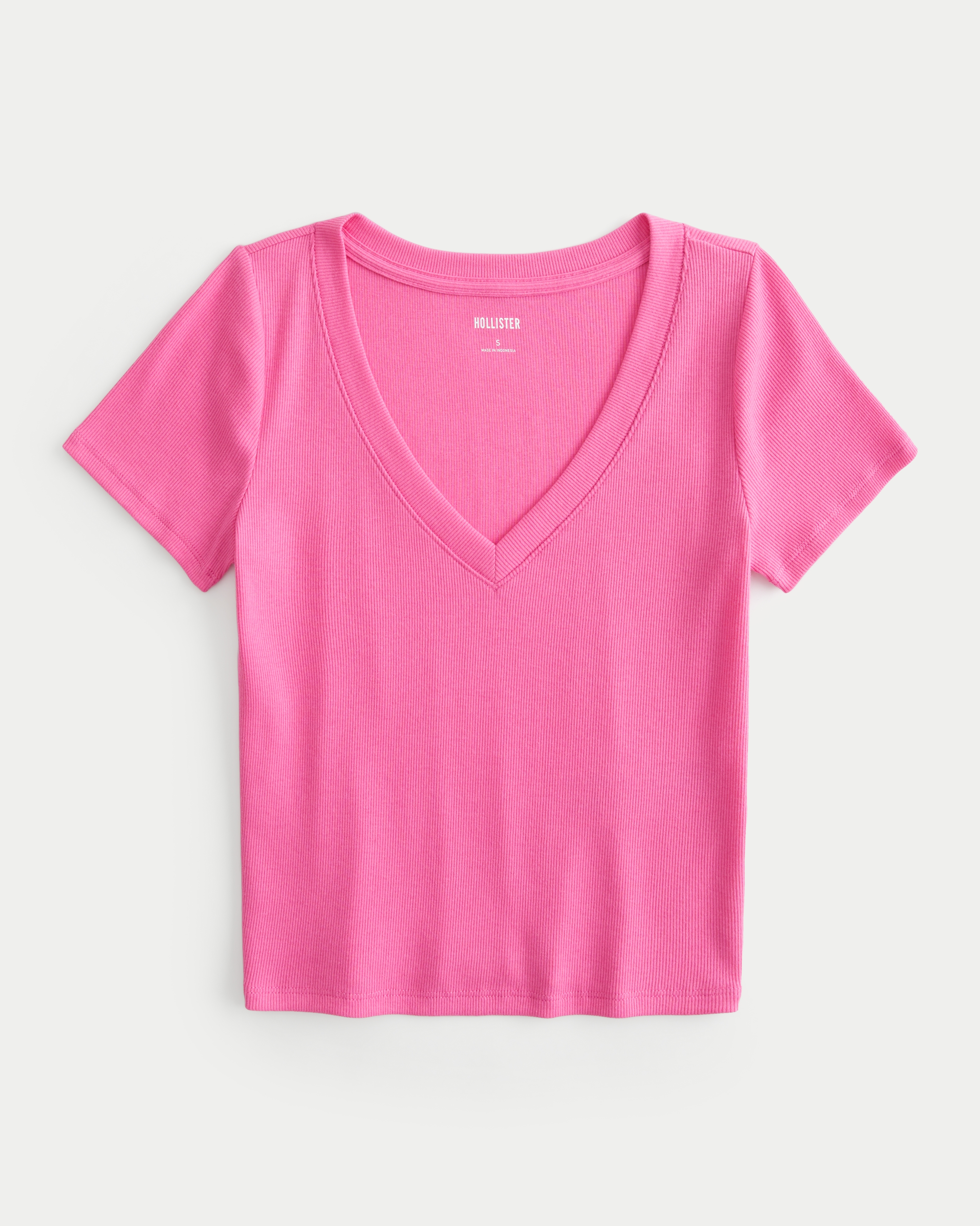 Women s Cotton Blend V Neck Baby Tee Women s Clearance HollisterCo