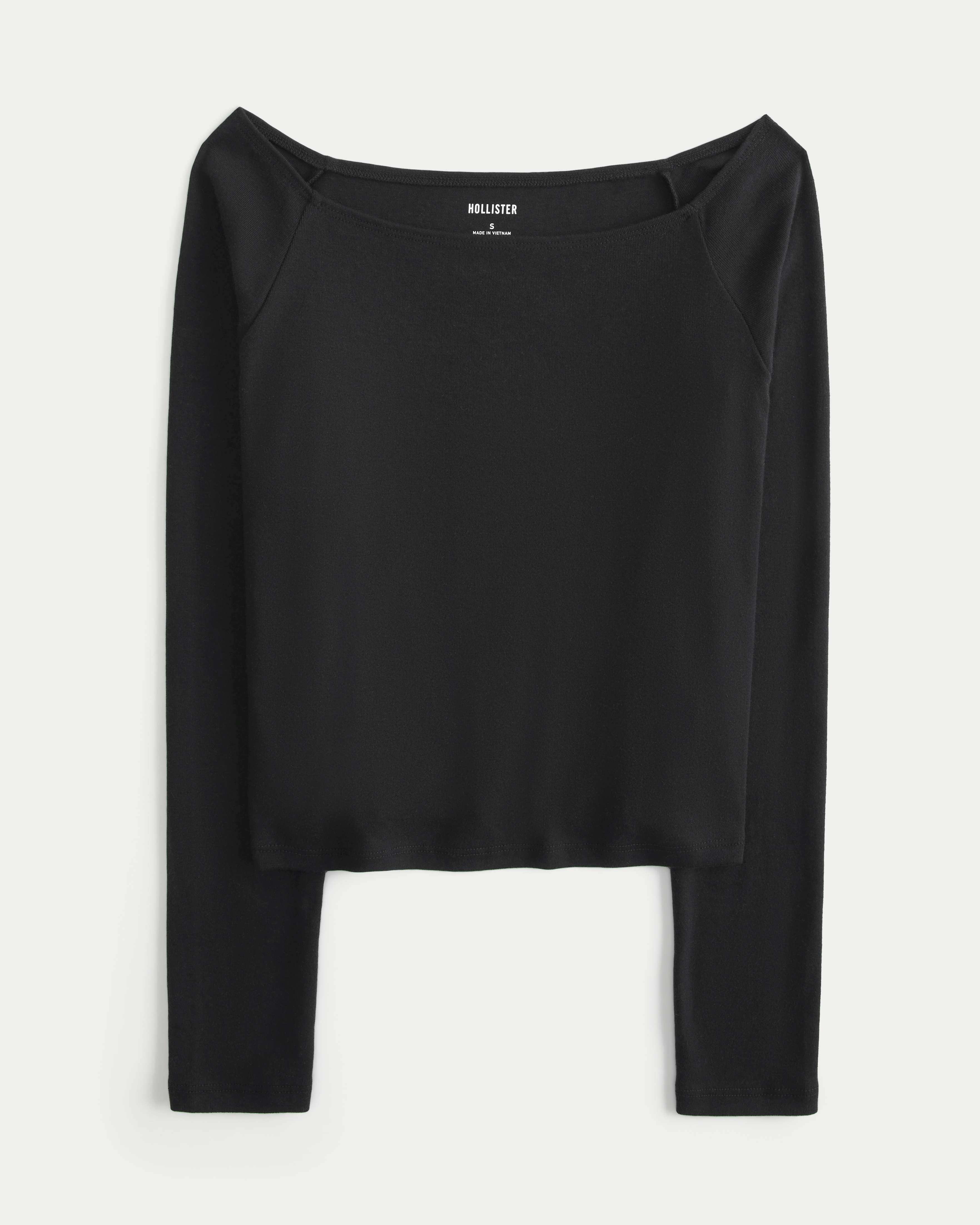 Women s Long Sleeve Off the Shoulder Top in Black Size XXS from Hollister