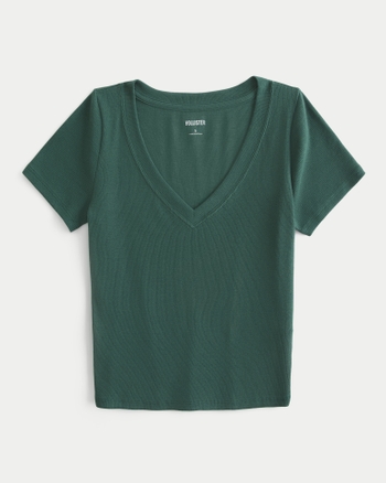 Women s Ribbed V Neck Top Women s Clearance HollisterCo
