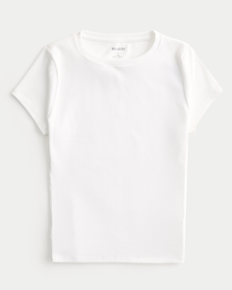 Ribbed Seamless Fabric Crew Top