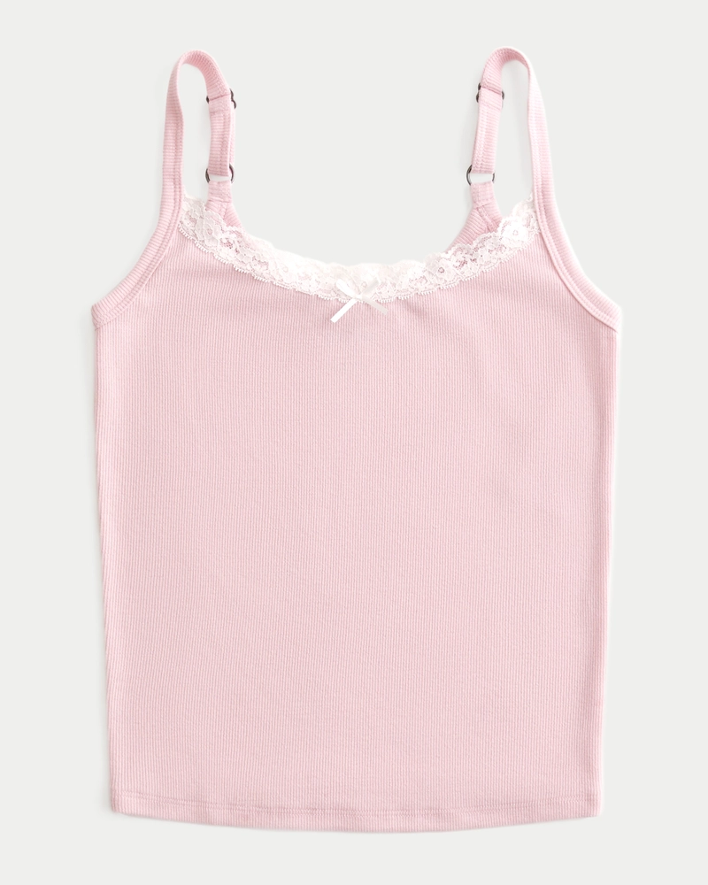 Cotton Blend Lace-Trim Cami