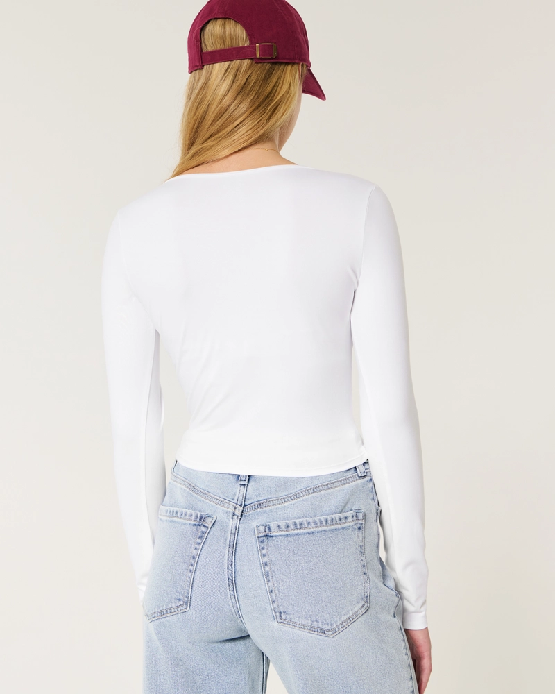 Soft Stretch Seamless Fabric Square-Neck Top