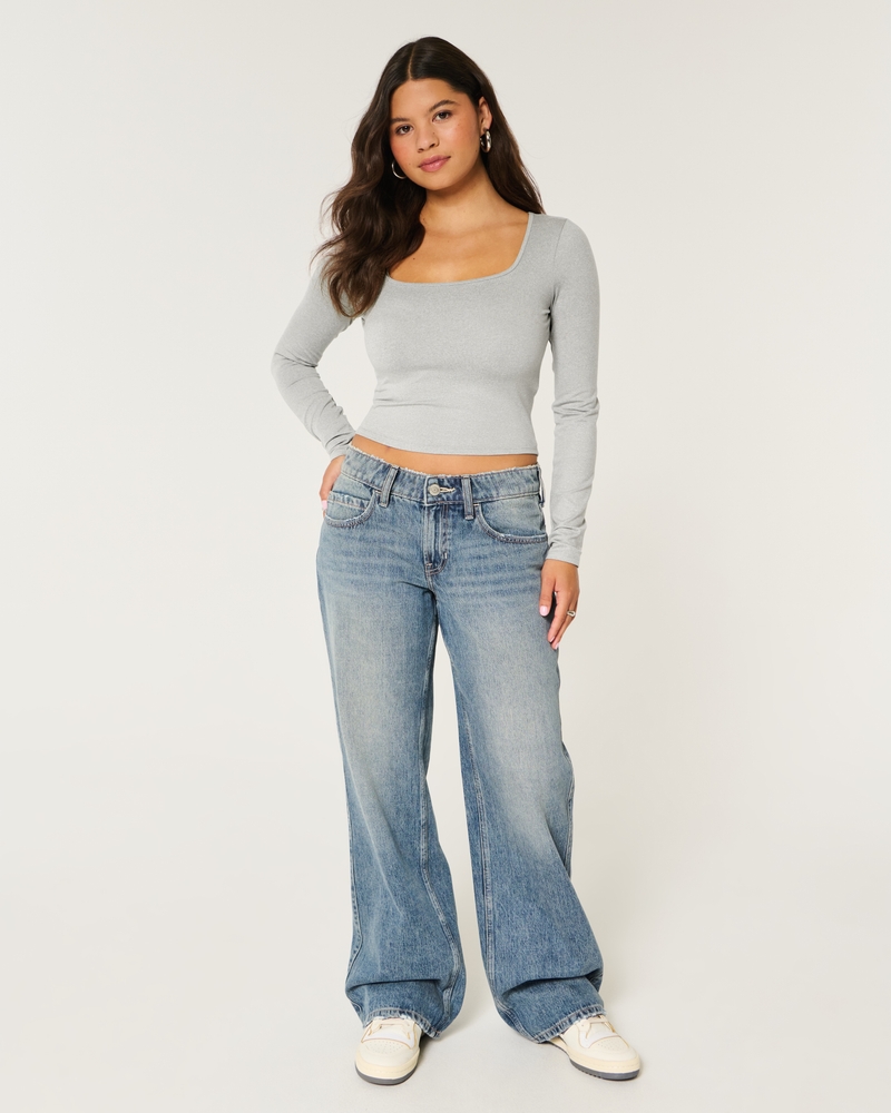 Soft Stretch Seamless Fabric Square-Neck Top