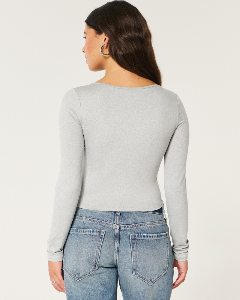 Soft Stretch Seamless Fabric Square-Neck Top