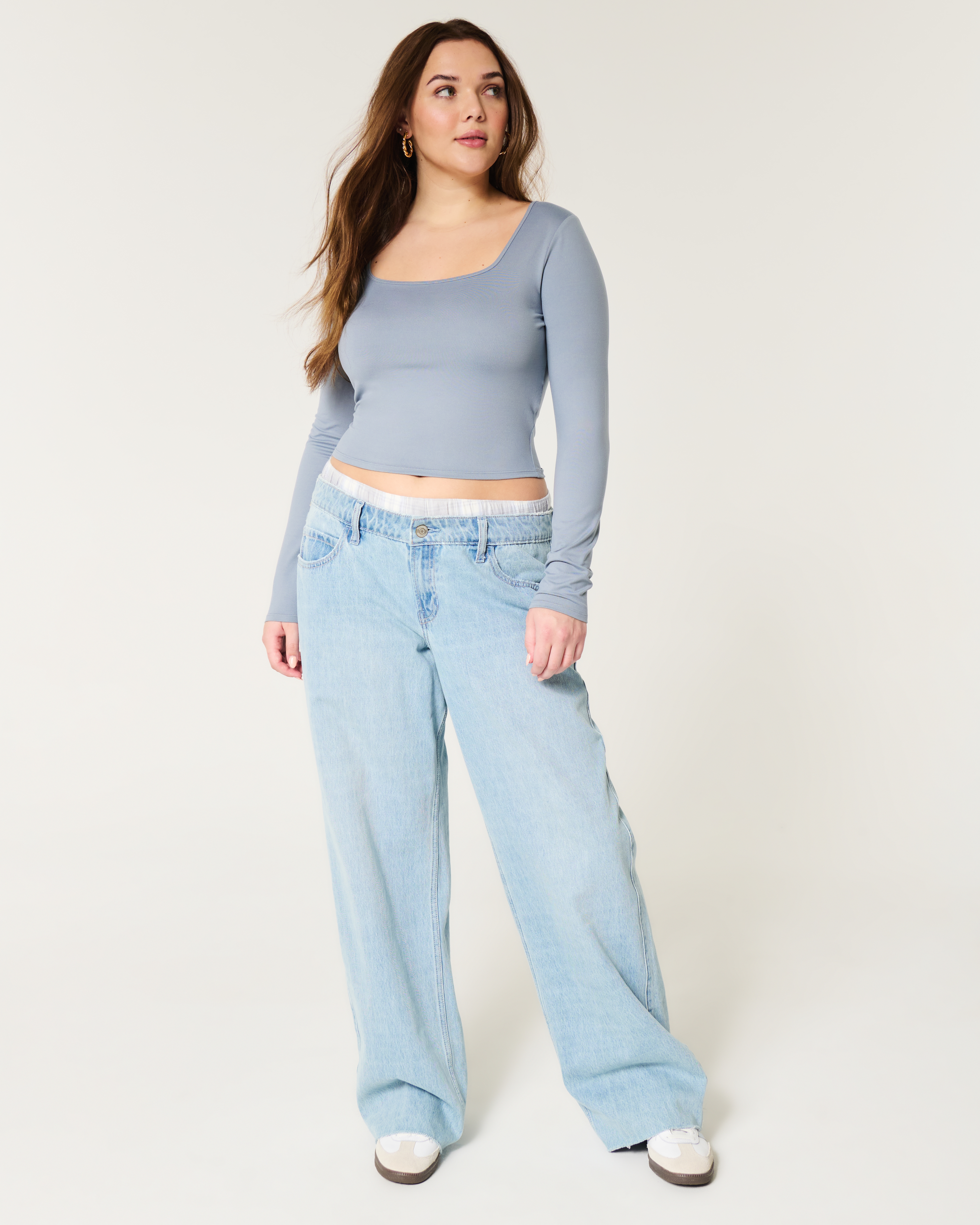 Soft Stretch Seamless Fabric Square-Neck Top