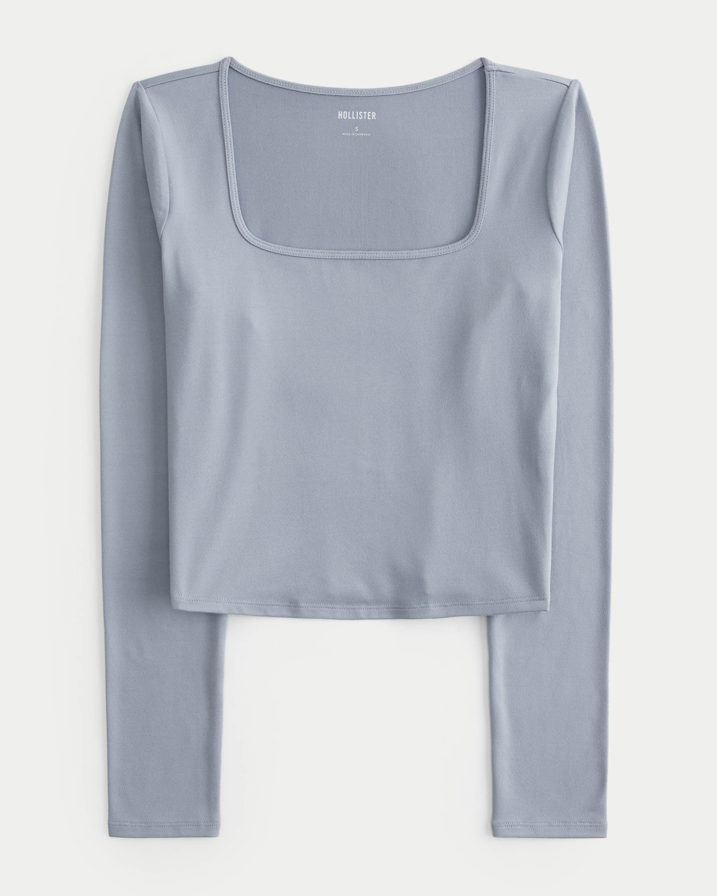 Women s Soft Stretch Seamless Fabric Square Neck Top in Grey Size XXS from Hollister