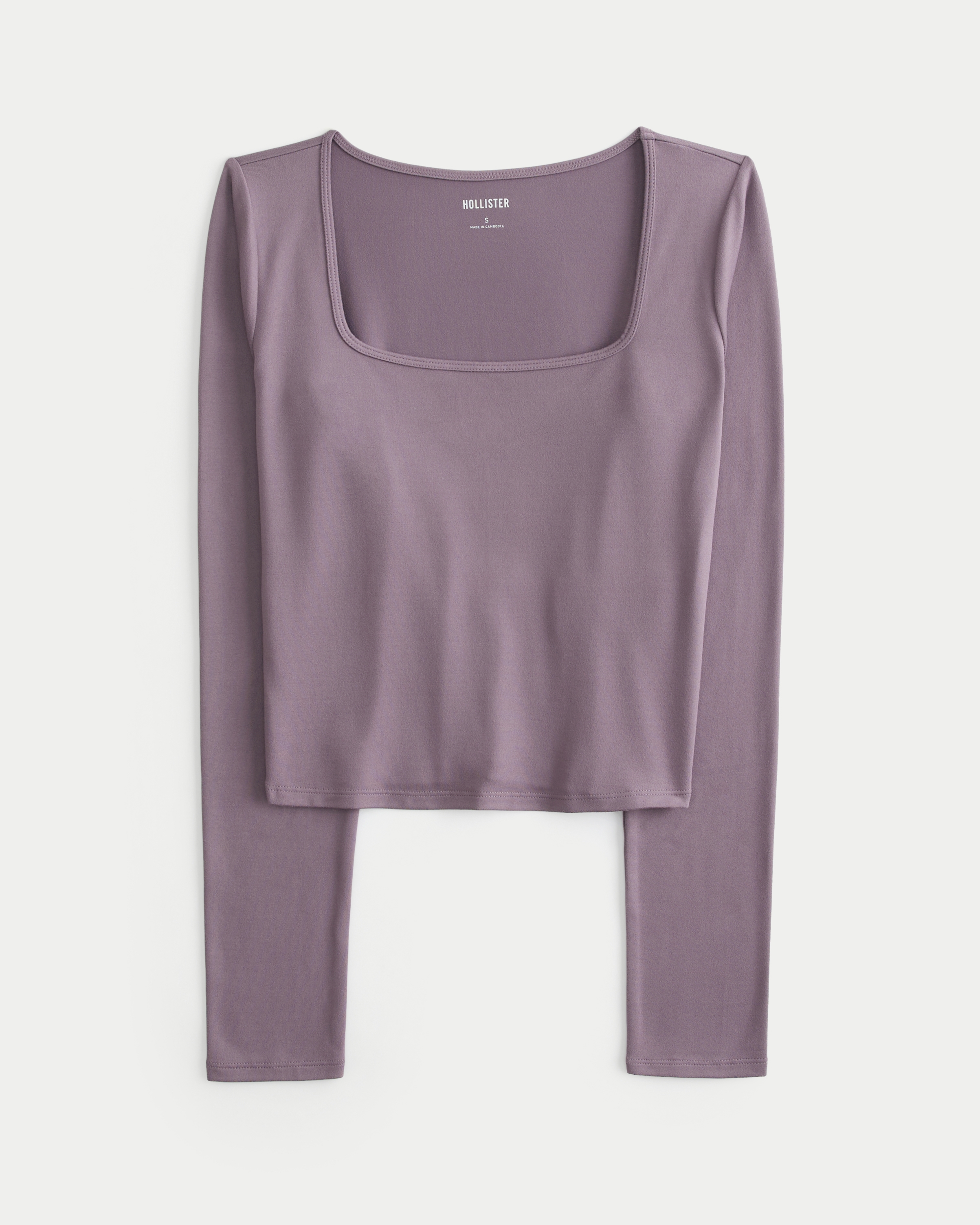 Women s Soft Stretch Seamless Fabric Square Neck Top in Dark Mauve Size XL LONG from Hollister