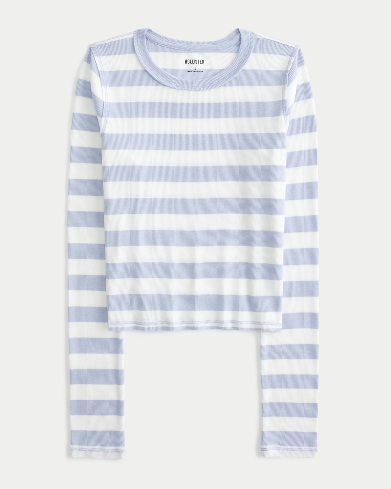 Women s Ribbed Long Sleeve Crew Top Women s Hollister Women s HollisterCo