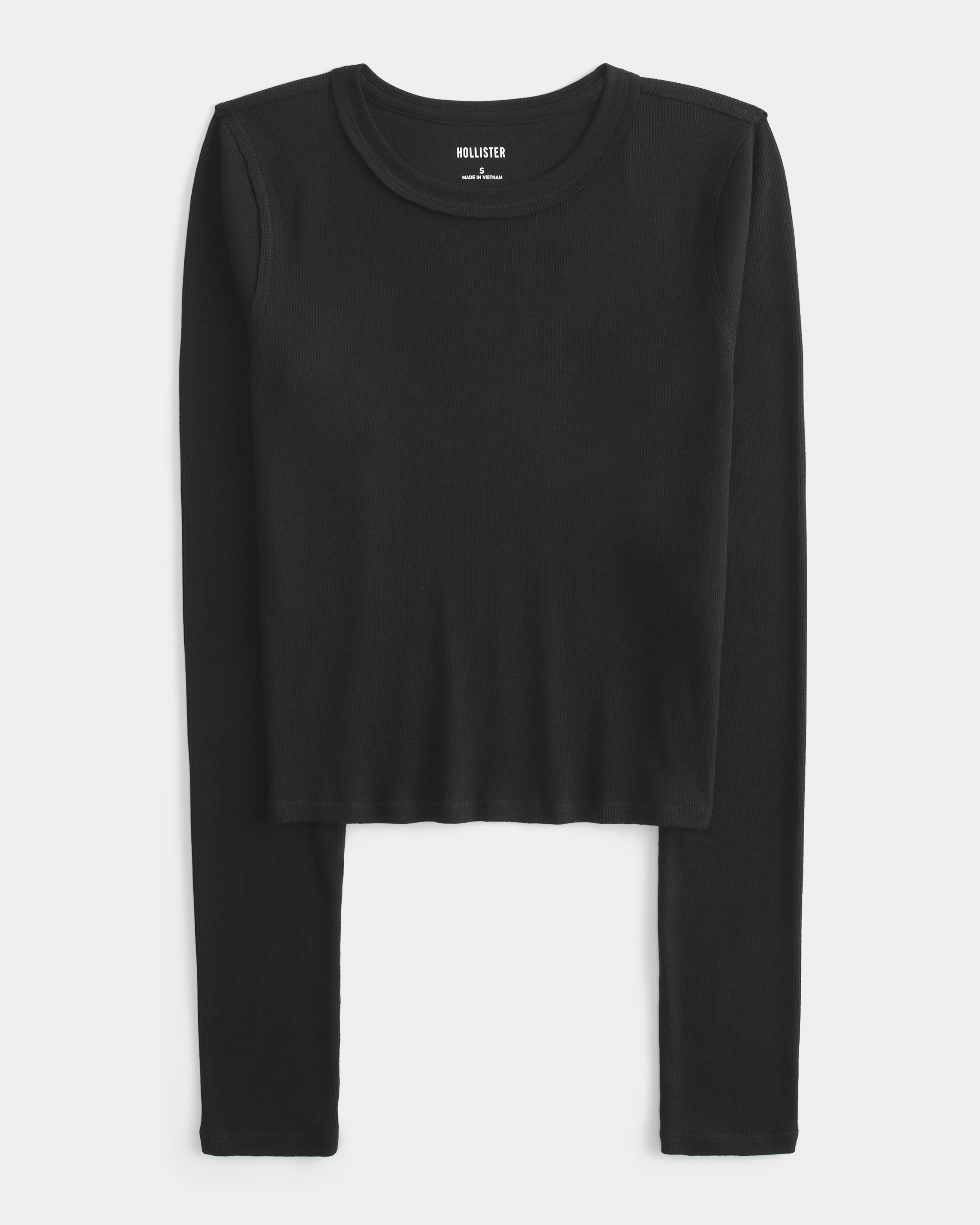 Black long sleeve hollister shirt hotsell