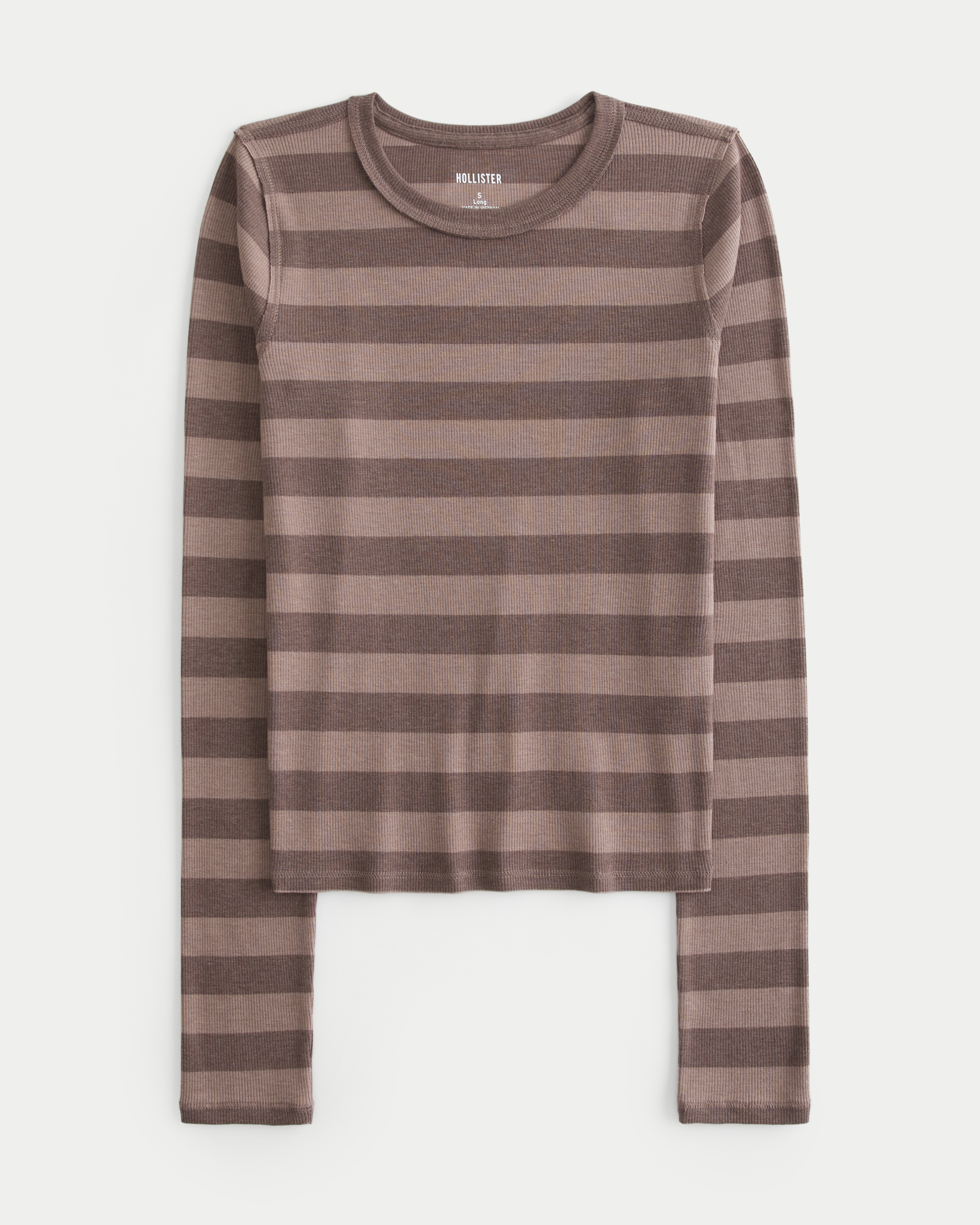 Ribbed Long-Sleeve Crew Top