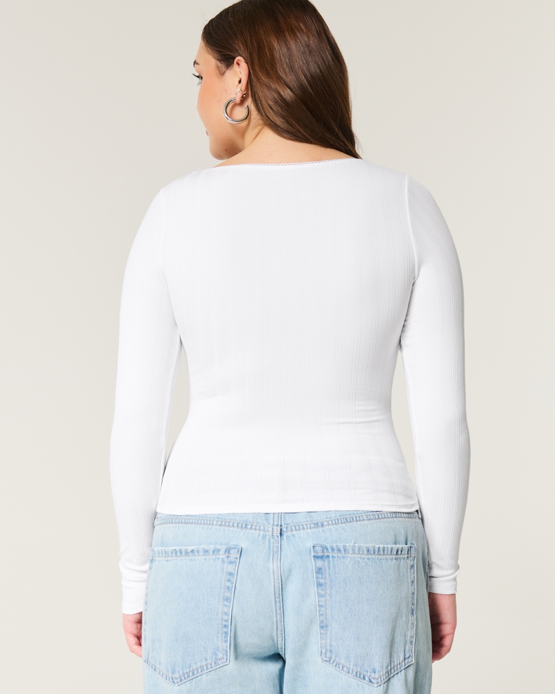 Pointelle Seamless Fabric Scoop Top