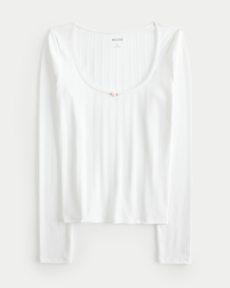 Pointelle Seamless Fabric Scoop Top