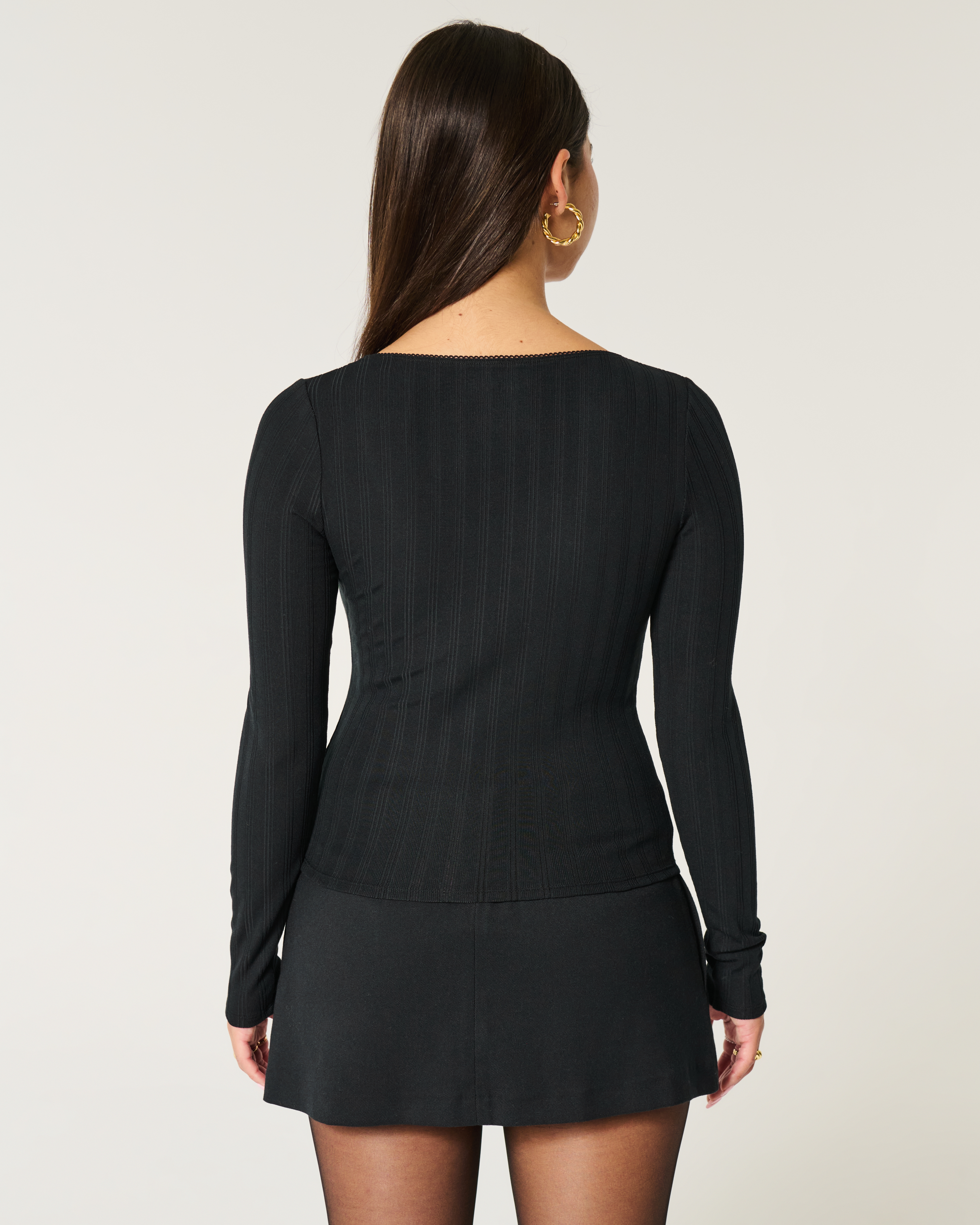 Pointelle Seamless Fabric Scoop Top