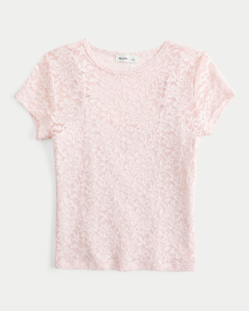 Women s Lace Baby Tee Women s Sale HollisterCo