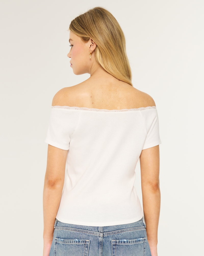 Off-the-Shoulder Lace Trim Top