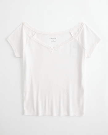 Hollister white lace top discount
