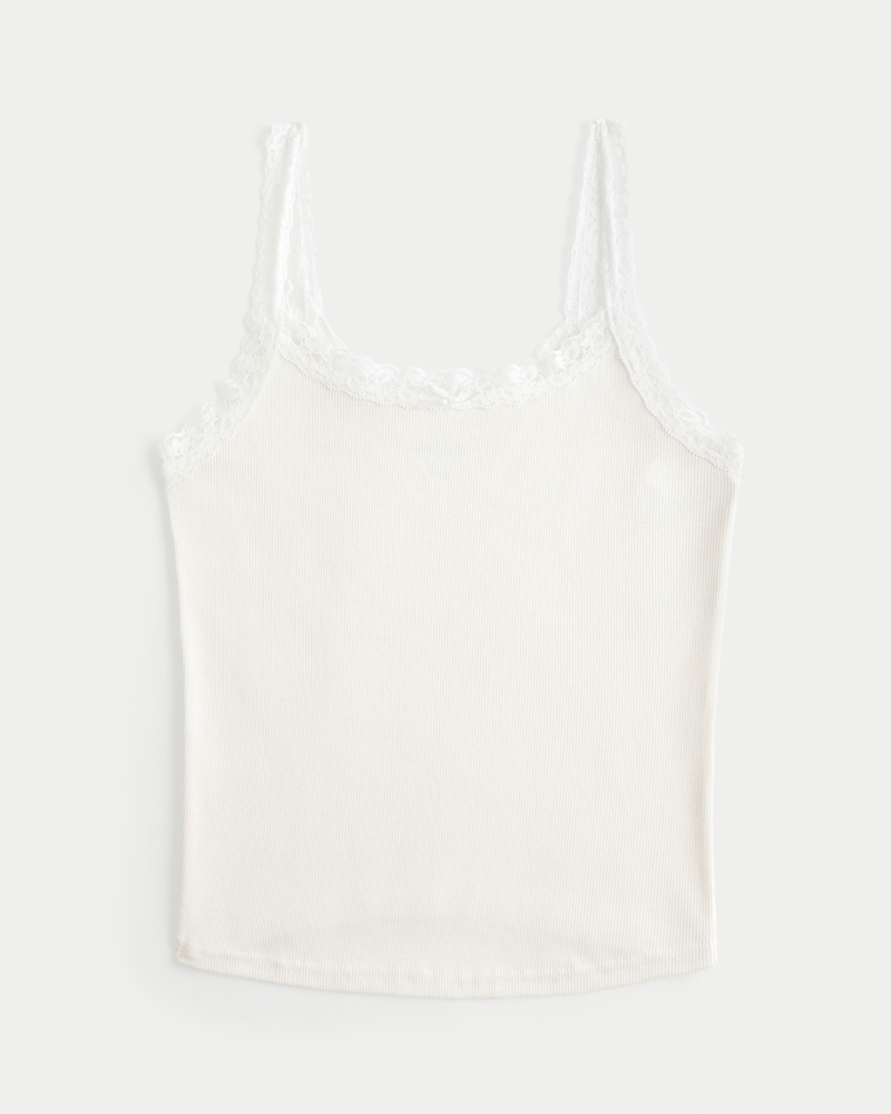 Ribbed Lace Trim Cami