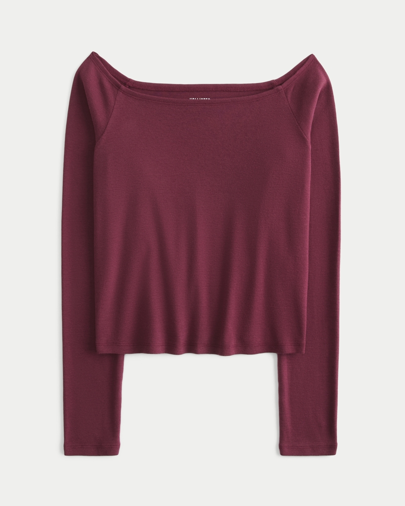 Women's Long-Sleeve Off-the-Shoulder Top Women's Clearance