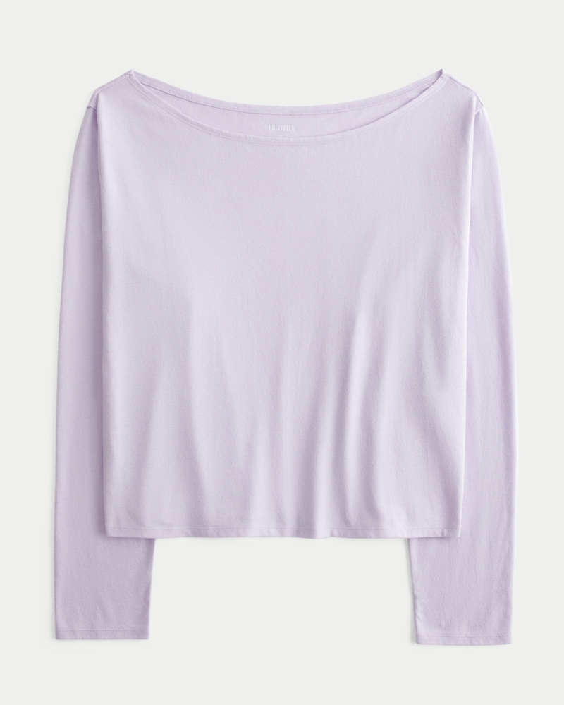 Women's Easy Long-Sleeve Off-the-Shoulder Top Women's Clearance