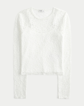 Women's All-Over Lace Crew Top | Women's Tops | HollisterCo.com
