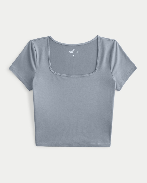 Women's Ribbed Short-Sleeve Icon Henley, Women's Tops