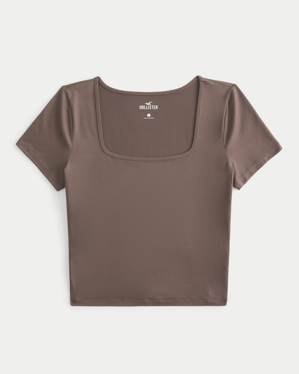 172953324 - Sz XS Brown Baby Tee - Hollister - Womens Long Sleeve Tops