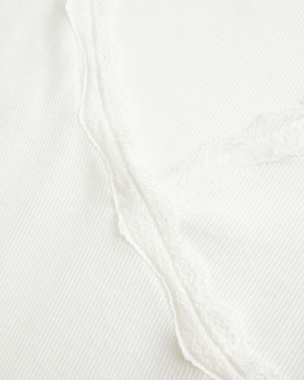 Long-Sleeve Lace Trim Wrap Top